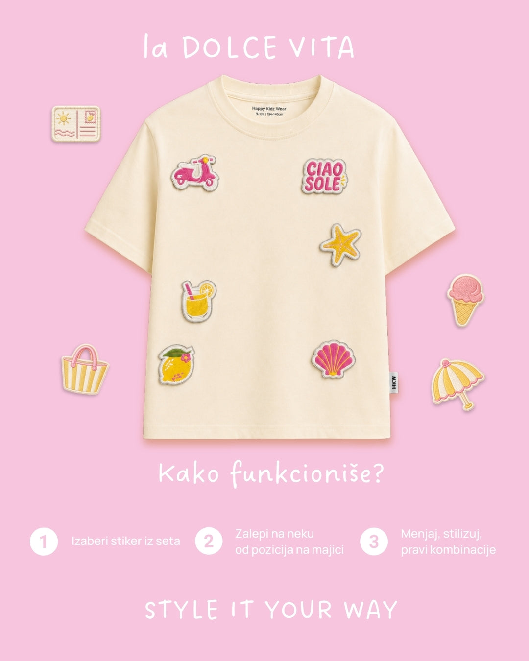 MAJICA SA STIKERIMA - La Dolce Vita Girls Edition