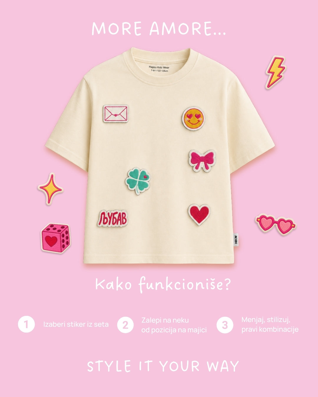 MAJICA SA STIKERIMA - More Amore Girls Edition
