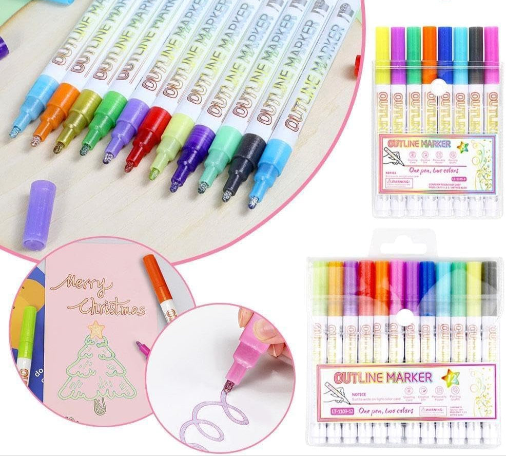 SET OD 12 OUTLINE SHIMMER MARKERA