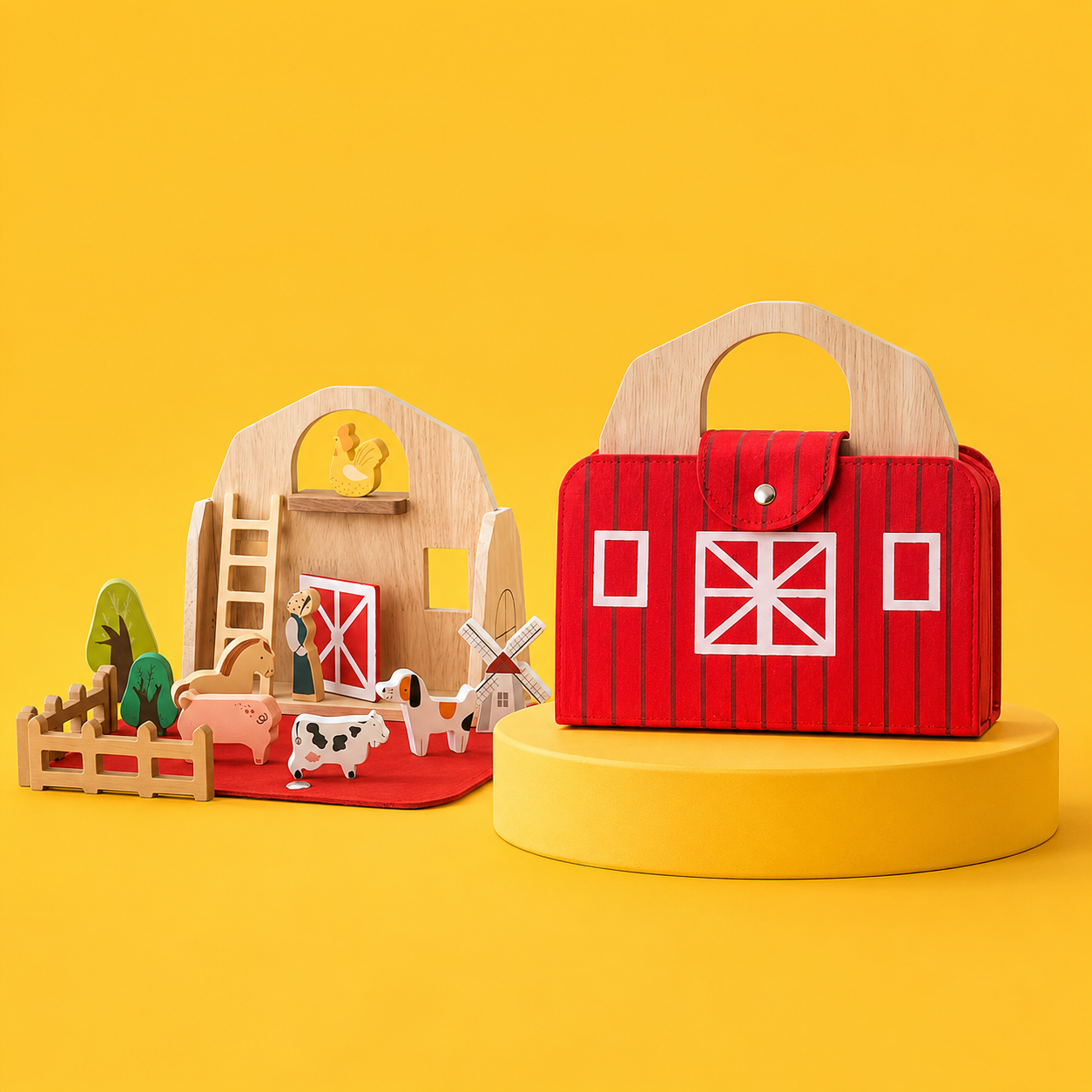 DRVENI KOFER - MONTESSORI FARMA SET
