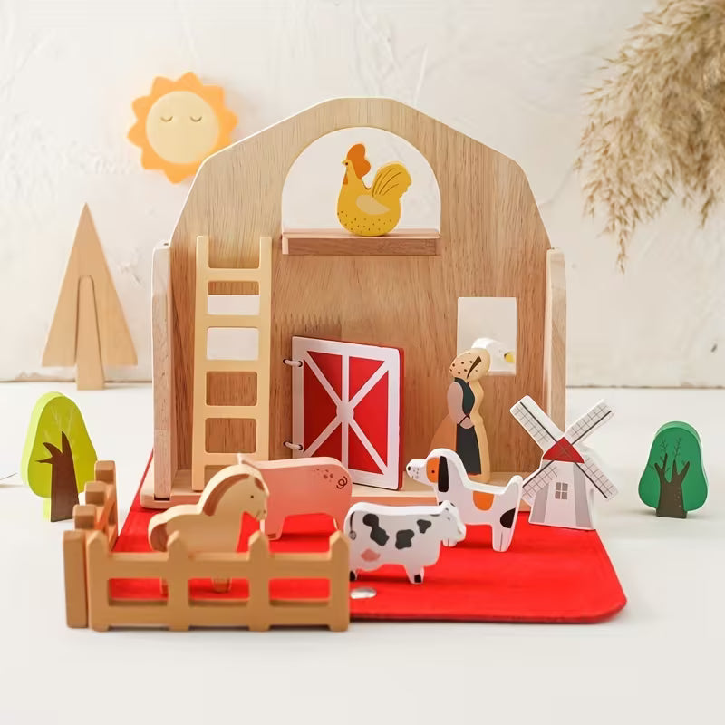 DRVENI KOFER - MONTESSORI FARMA SET