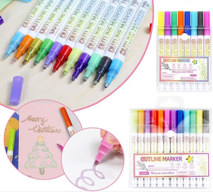 SET OD 12 OUTLINE SHIMMER MARKERA